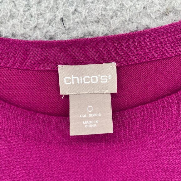 Chicos Sweater Womens 0 US Small Pink Bateau Neck Shirttail Hem Pullover Stretch - Picture 5 of 9